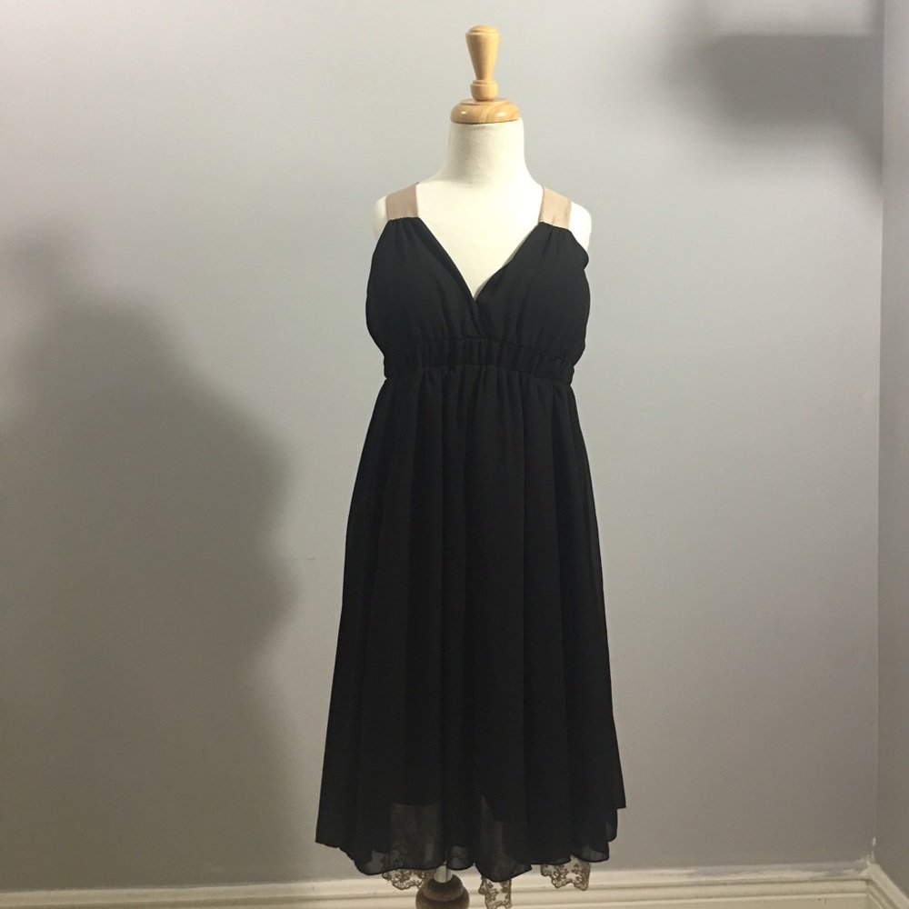 Black Midi chiffon Dress by Charlotte Russe