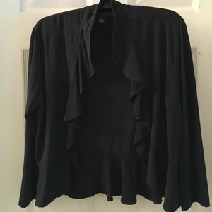 black ruffled hem / front cardigan