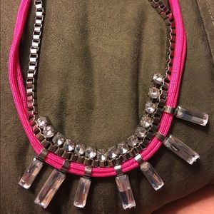 Pink silver rhinestone necklace