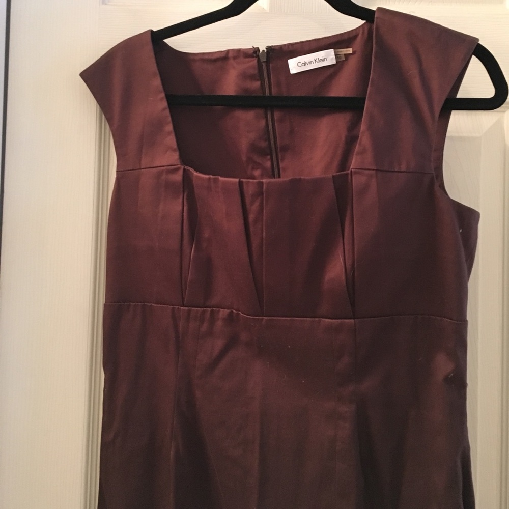 brown calvin klein sheath dress