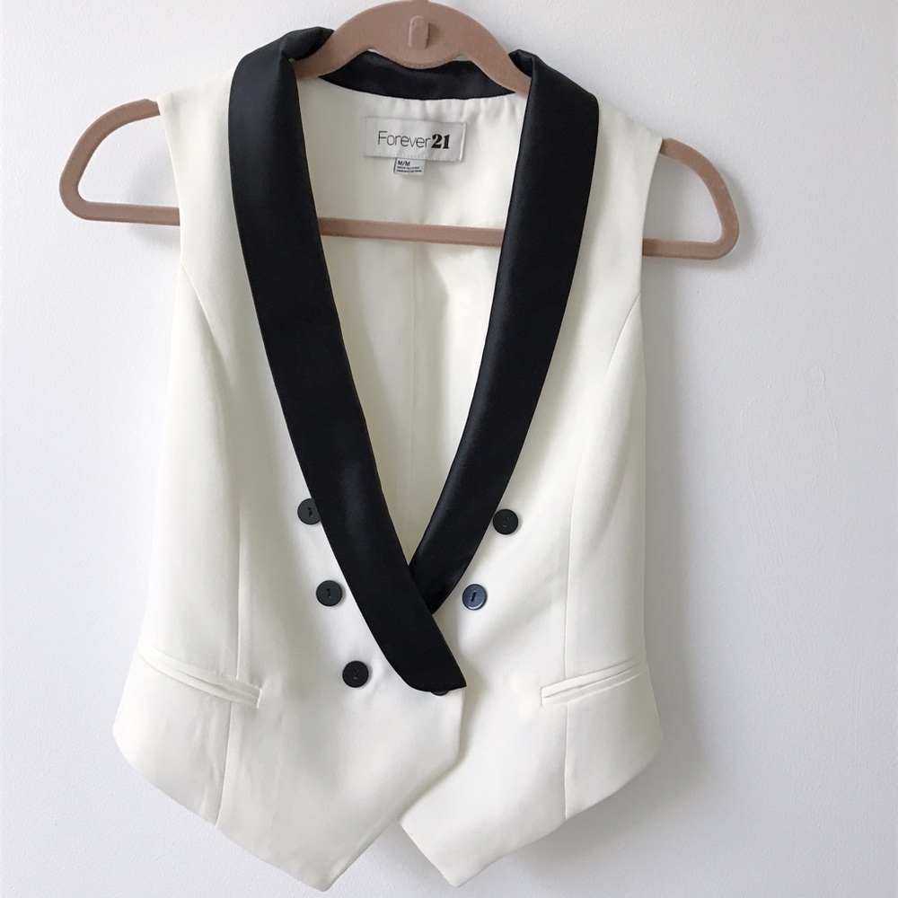 Forever 21 Black and White Tuxedo Vest