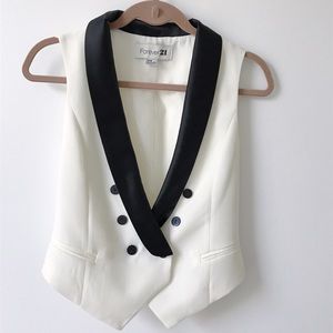 Forever 21 Black and White Tuxedo Vest