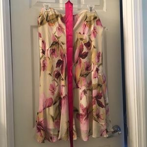 silk floral skirt