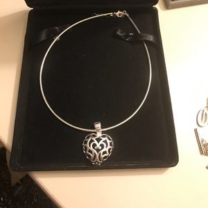 Large heart sterling silver pendant