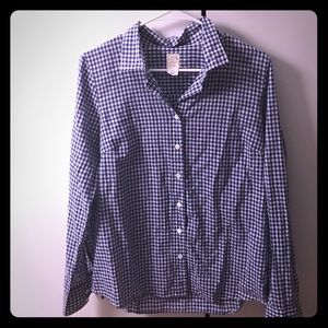 J Crew blue gingham button down shirt 10