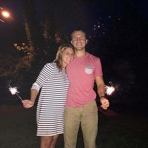 Blue and white stripe dress