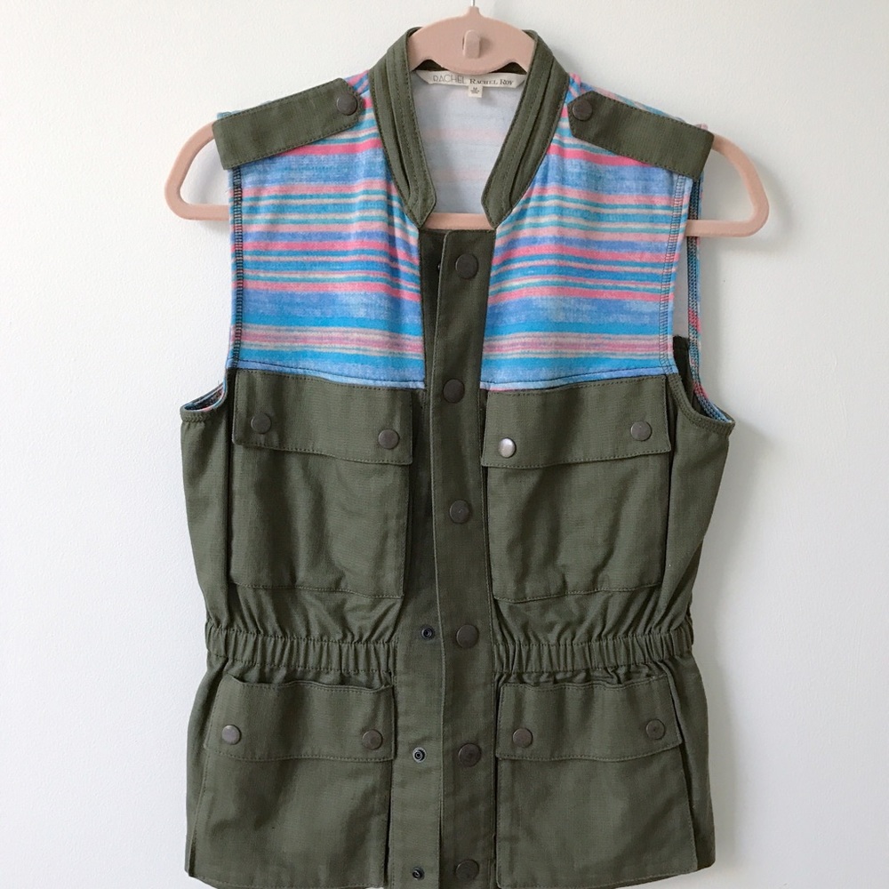 RACHEL Rachel Roy Military Green Stripe Vest