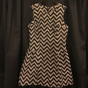 Chevron print fit & flare dress