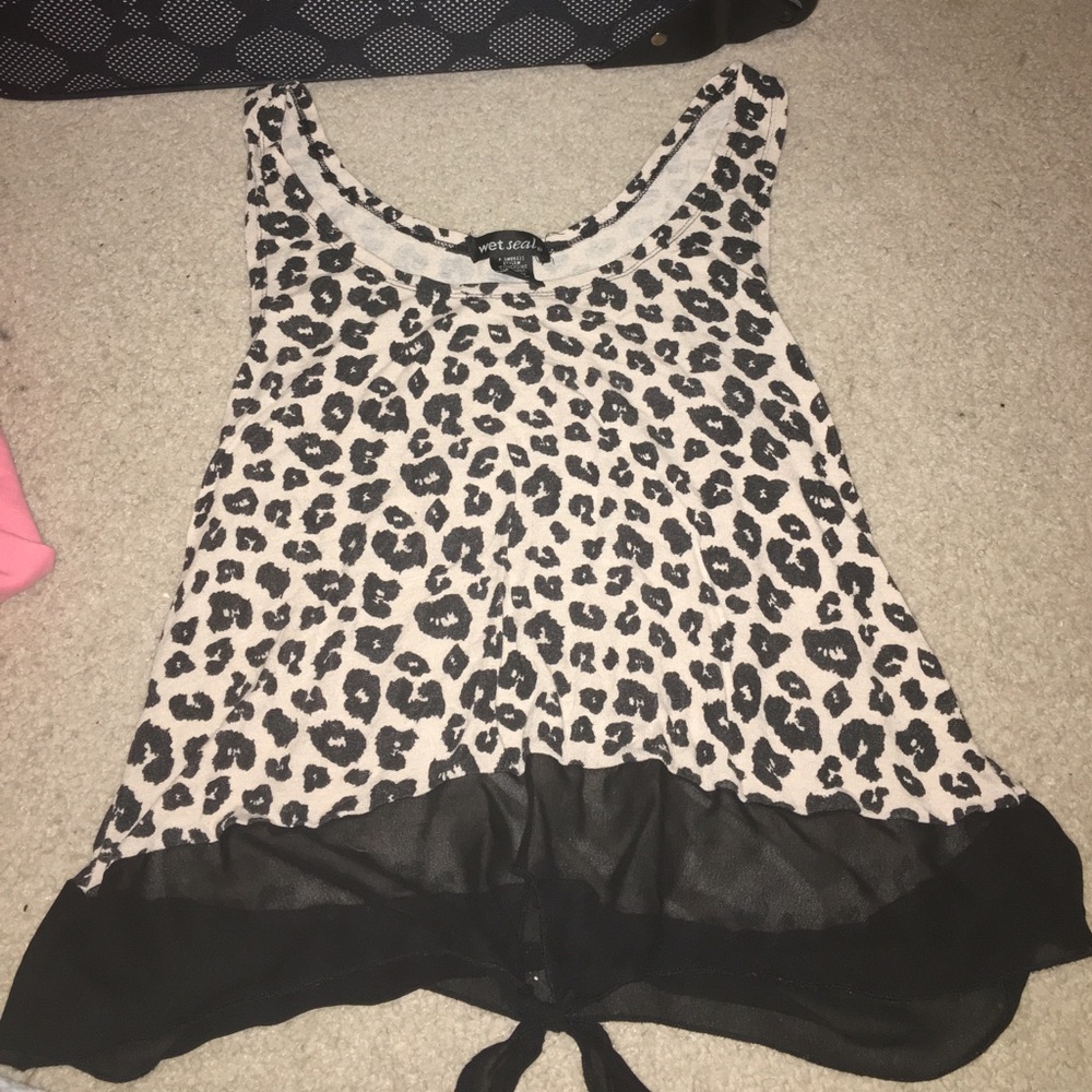 Wet Seal Cheetah Print Tie Up Tank Top
