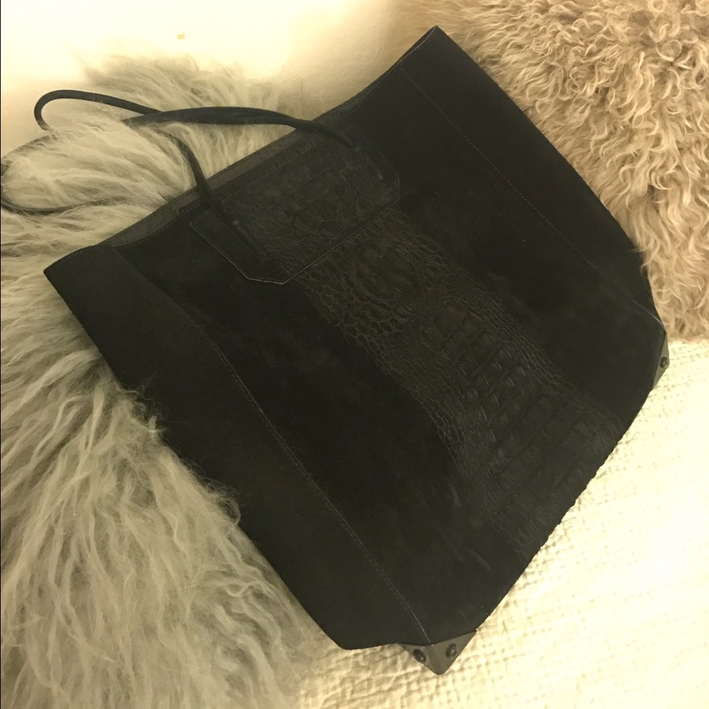 Alexander wang black embossed suede tote bag