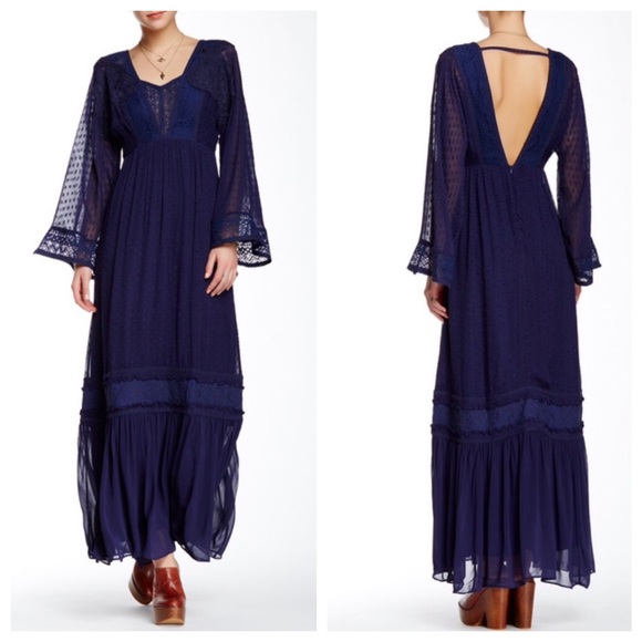 Free People Viola V-neck boho chiffon maxi dress - Picture 2 of 6
