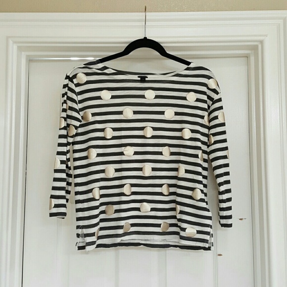 Cute J. CREW striped and metallic polka dot shirt - Picture 5 of 5