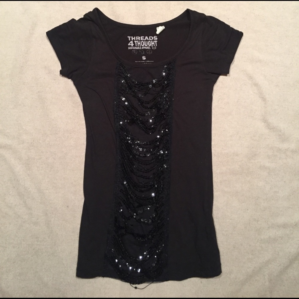 Threads 4 Thought Black Top with Sequin