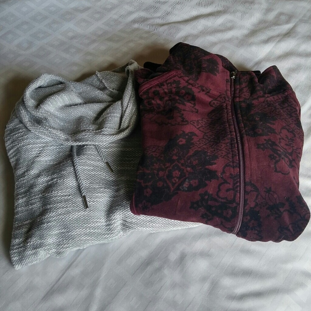Style & Co. Gray Cowl Neck, Maroon Velour Lot