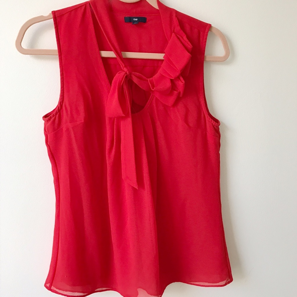 Gap Red Tie-neck Blouse