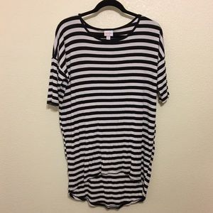 LuLaRoe Irma Small Black and White Strip Top