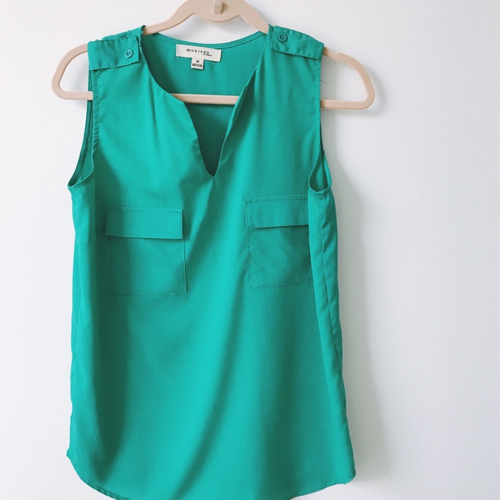 Jungle Green Sleeveless Blouse