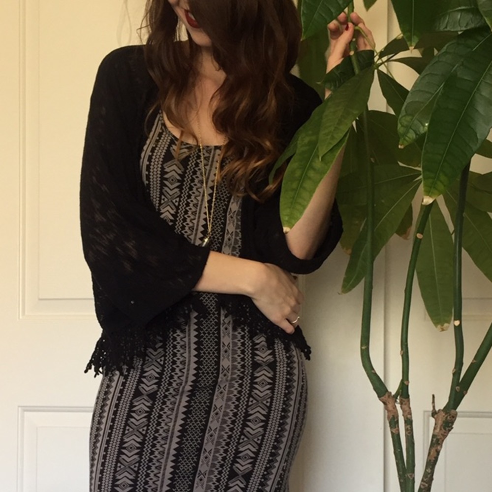 BLACK OPEN FRONT KIMONO/CARDIGAN