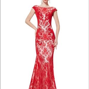 Special occasion red dress.