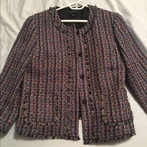 Ann Taylor Chanel-style plaid tweed jacket M/L