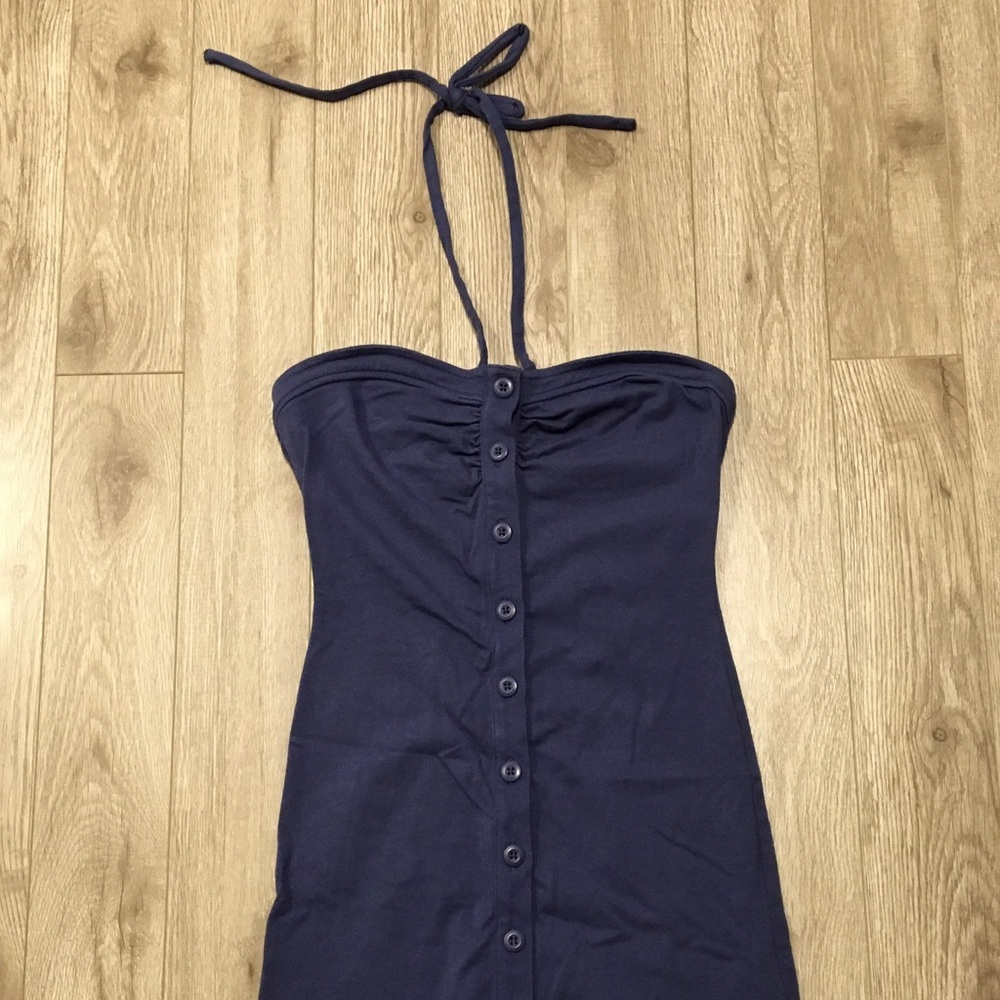 Blue bodycon halter dress