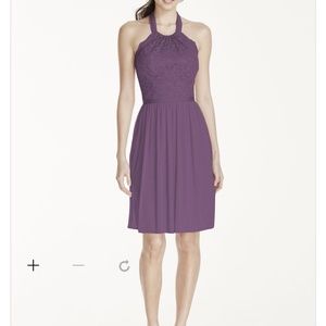Purple halter top lace dress