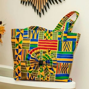 Kente Print Beauty-Bow Tote Bag