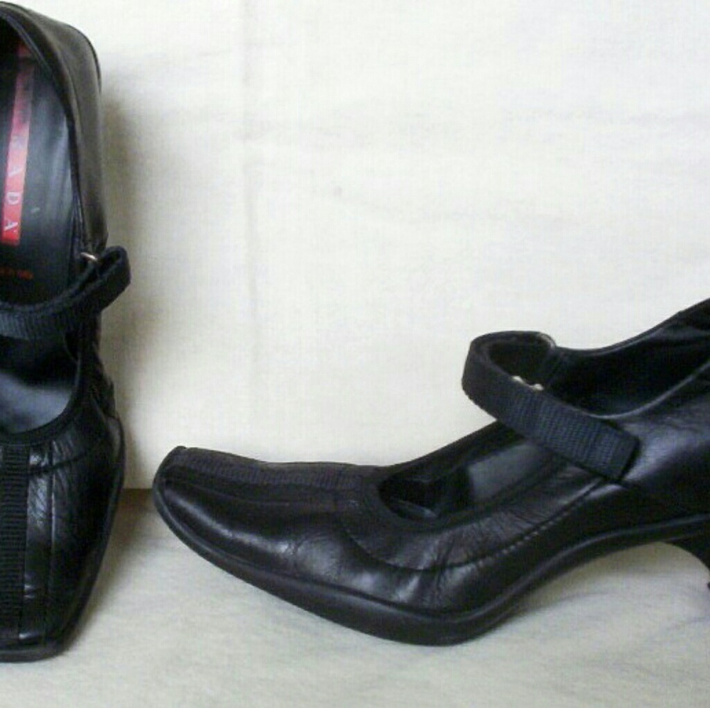 SOLD! PRADA Black Leather Mary Janes