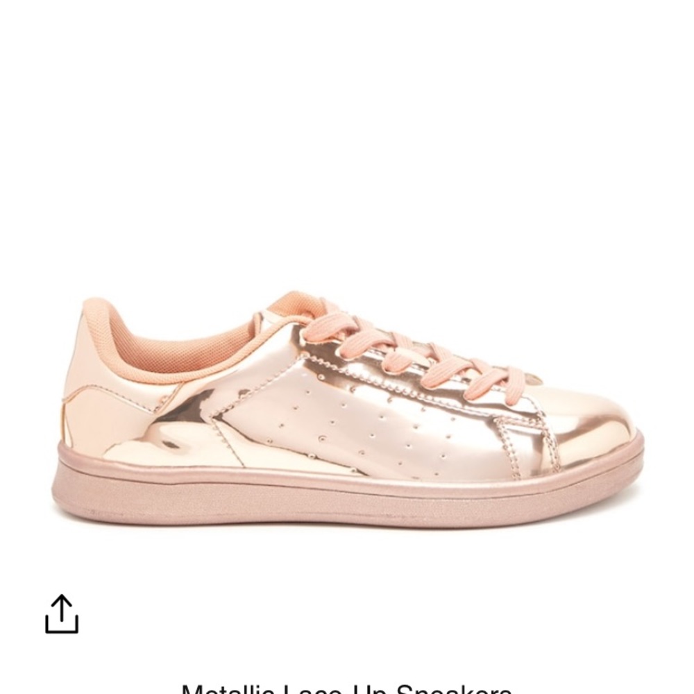 NIB forever 21 metallic rose gold sneakers-7 - Picture 3 of 5
