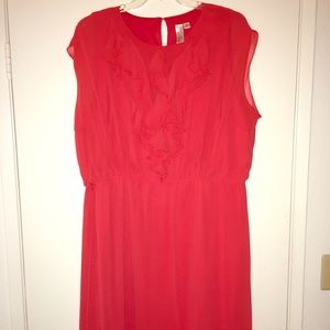 Stunning sleeveless coral color dress plus size