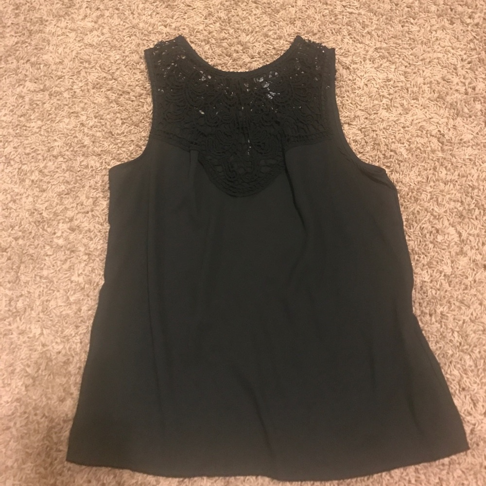 Black crochet and sheer tank