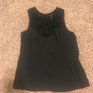Black crochet and sheer tank