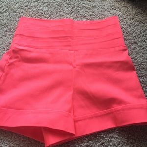 High waisted coral shorts