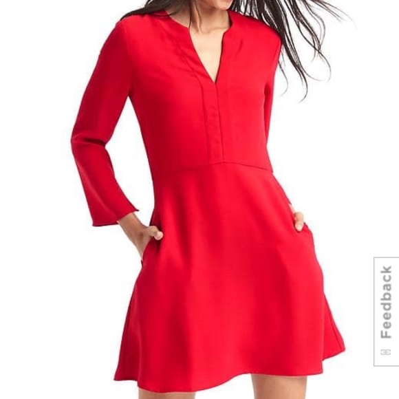 GAP Dresses & Skirts - New Gap red long sleeve dress size petite 0