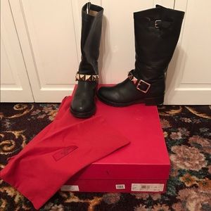 100% Authentic Valentino Rock Stud Biker Boots
