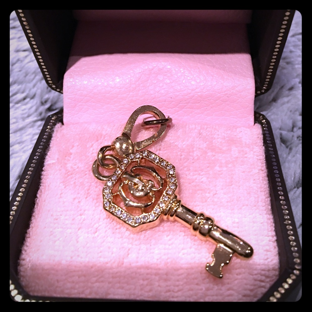 Juicy Couture Logo Pave Gold Crystal Key Charm