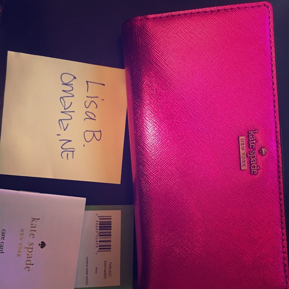 KS NWT metallic pink Stacy wallet