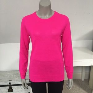 Hot pink, light weight, crew neck sweater.