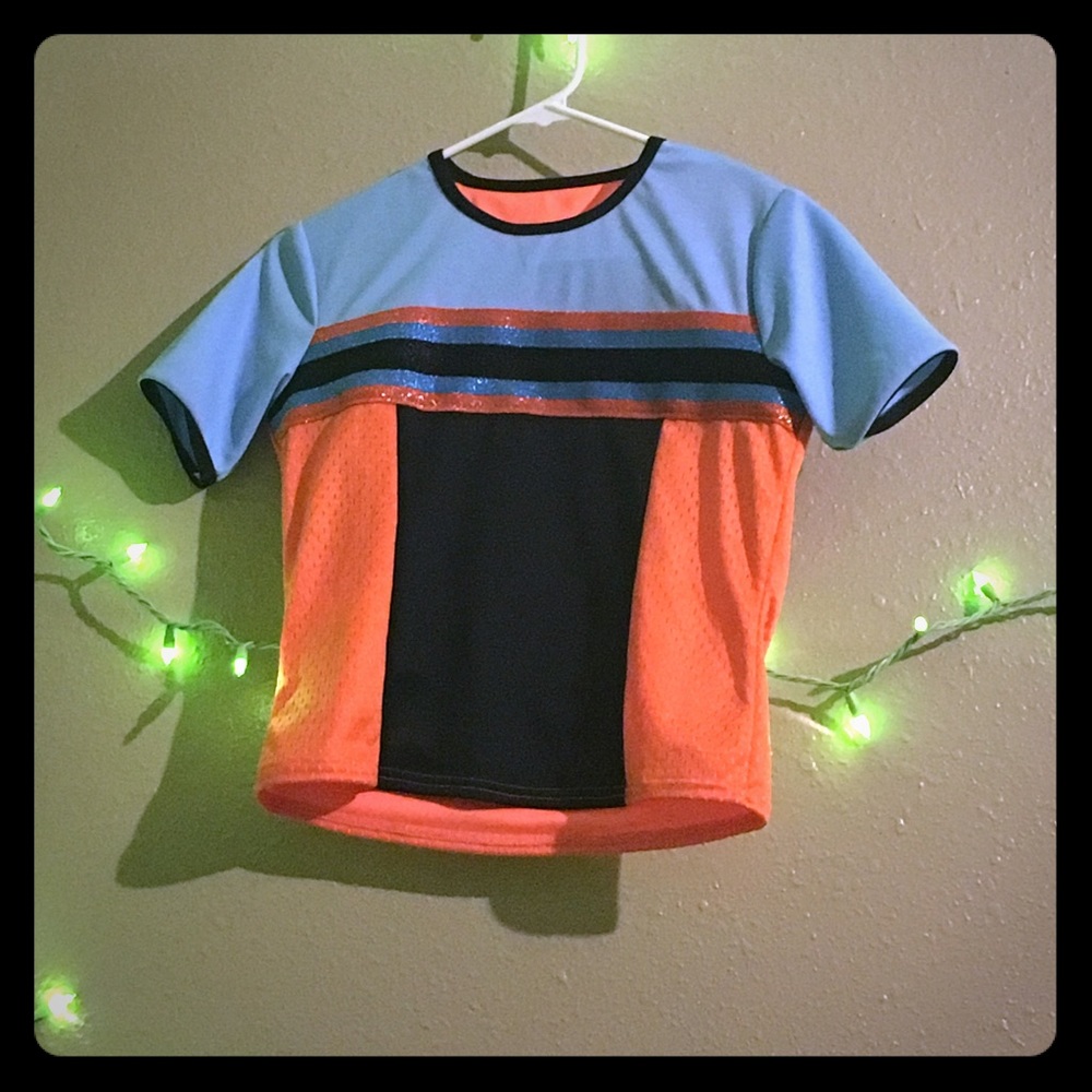 Confused sparkle raver biker crop top