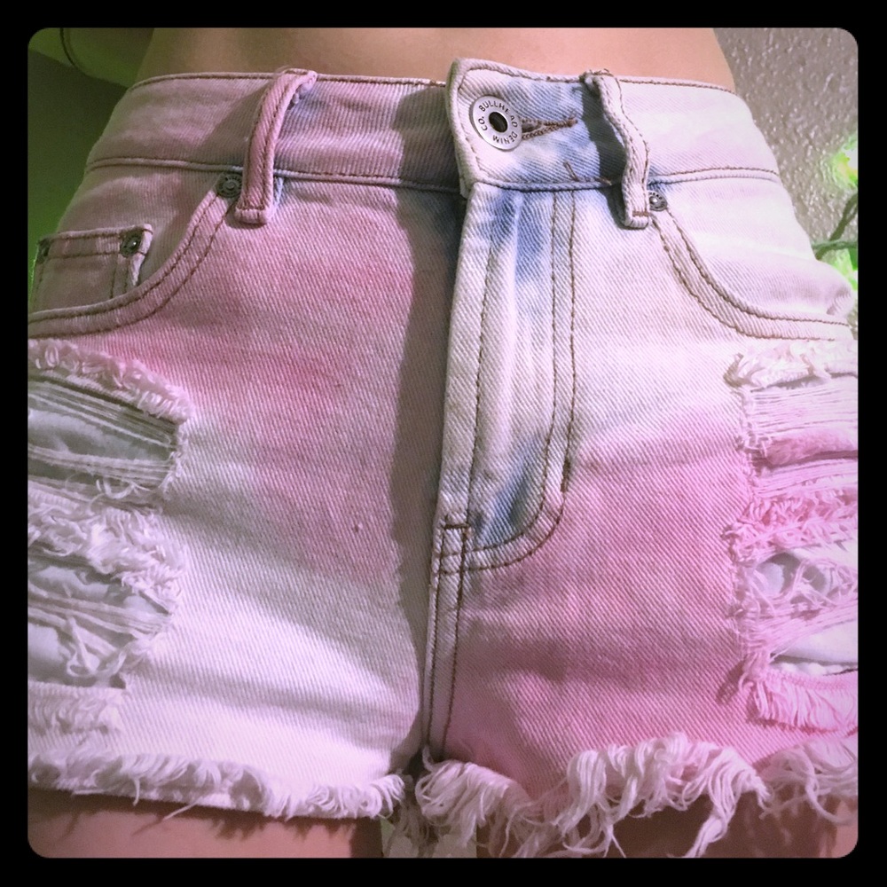 Tie-dye high rise shorts distressed