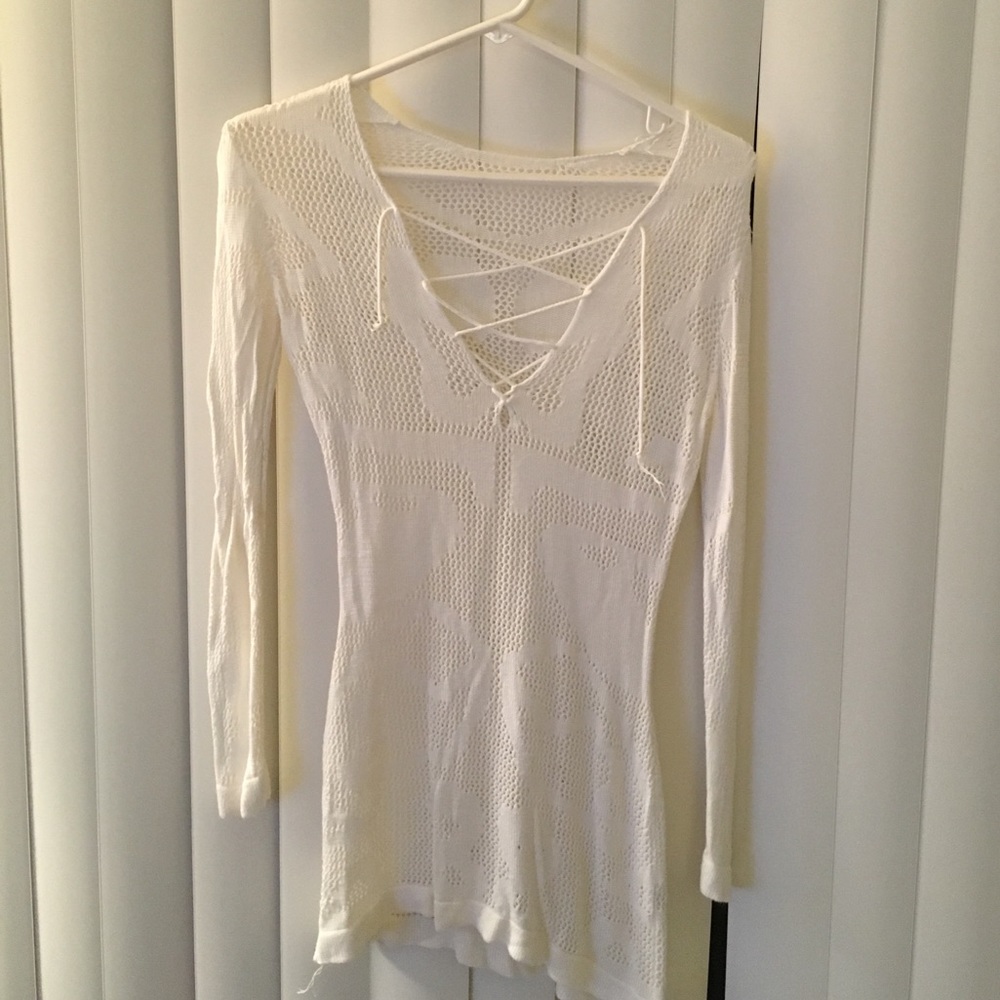 Off white swim suit coverup.