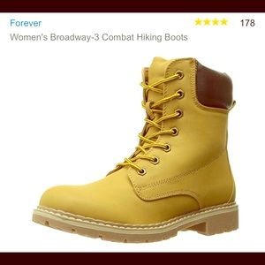 Women's fashionable construction boots.