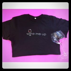 Super Cute Wine Bedazzled Black SS T-Shirt Size L