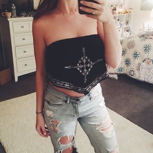 Embroidered Festival Bandana Tube Top