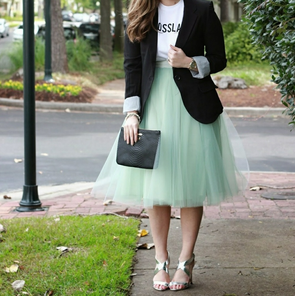 Mint tulle skirt