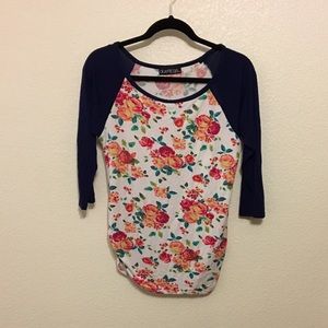 Maternity Floral Baseball Style Shirt SZ M