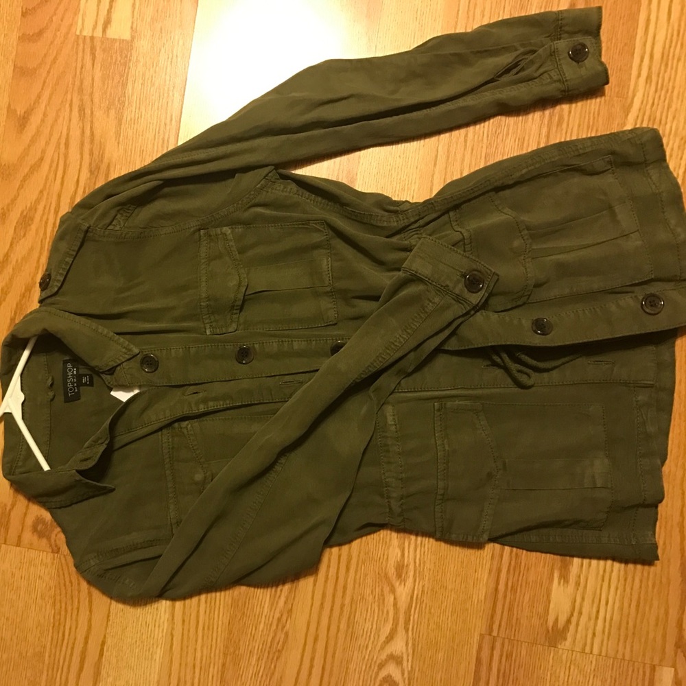 Topshop NWT Green Trench Coat