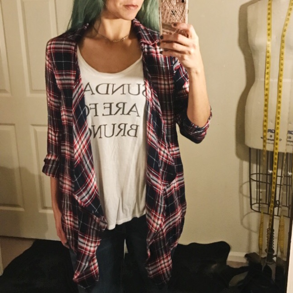 Plaid waterfall shirt
