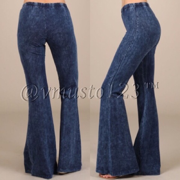 DENIM COLOR BELL BOTTOM PANTS - Picture 2 of 4