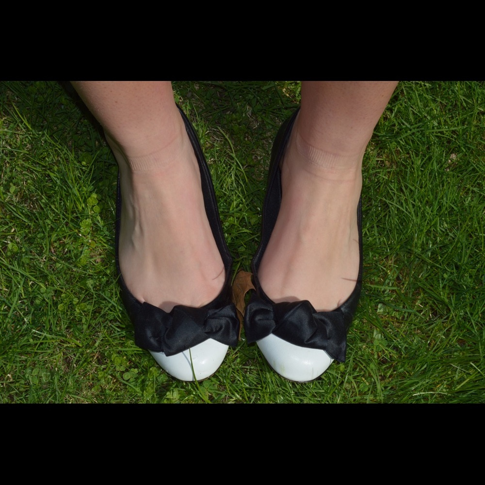 Black & White Flats with Bow
